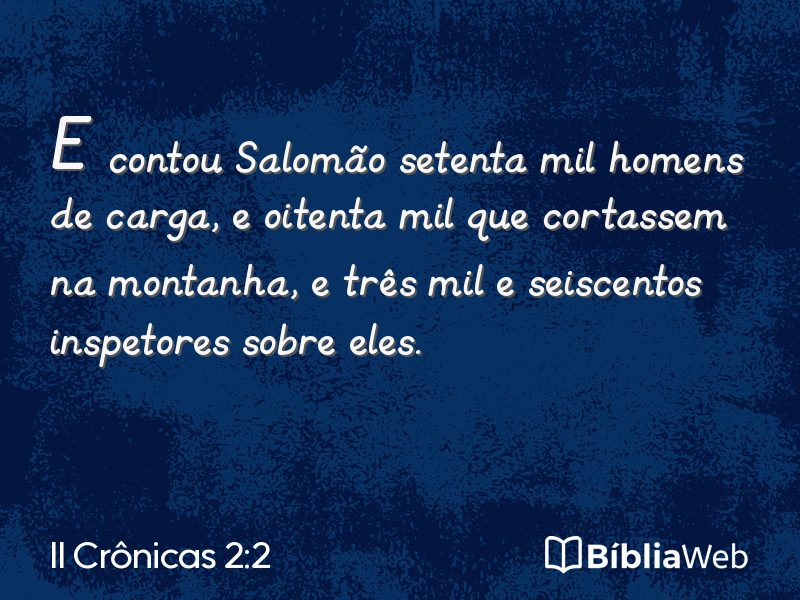 II Crônicas 2:2 em imagem para compartilhar