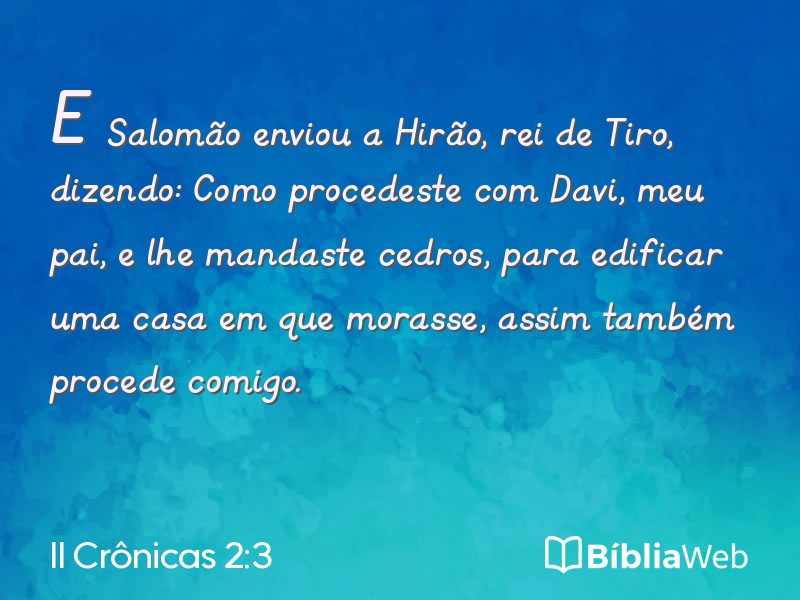 II Crônicas 2:3 em imagem para compartilhar