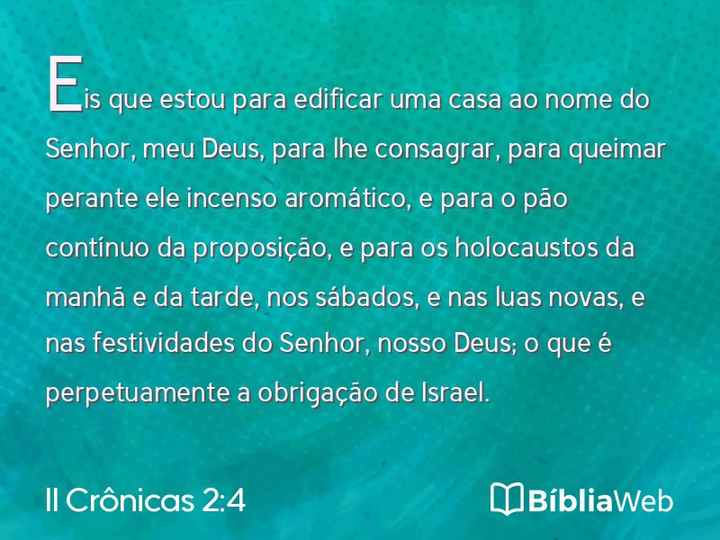 II Crônicas 2:4 em imagem para compartilhar
