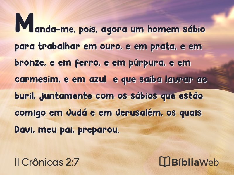 II Crônicas 2:7 em imagem para compartilhar
