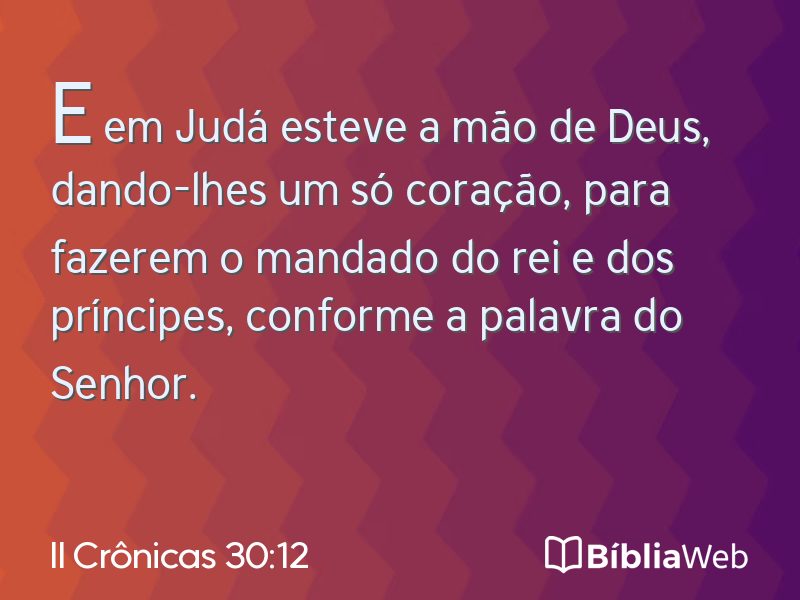 II Crônicas 30:12 em imagem para compartilhar