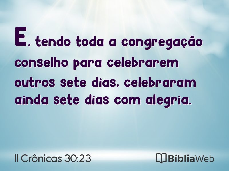 II Crônicas 30:23 em imagem para compartilhar