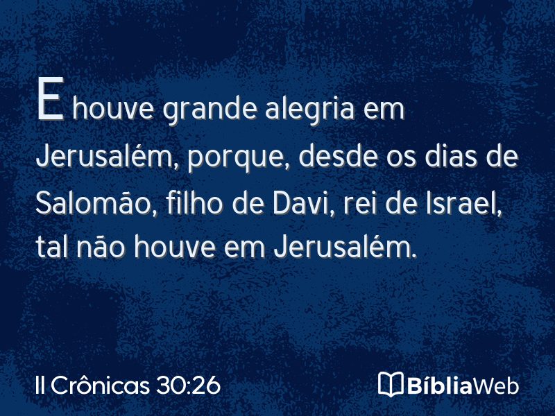 II Crônicas 30:26 em imagem para compartilhar
