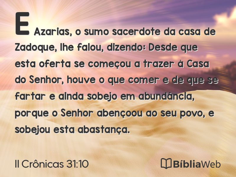 II Crônicas 31:10 em imagem para compartilhar