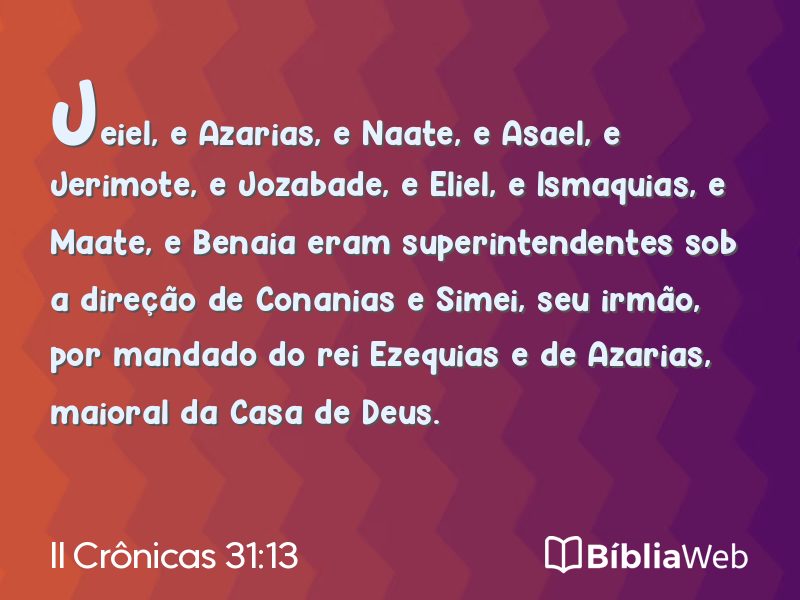 II Crônicas 31:13 em imagem para compartilhar