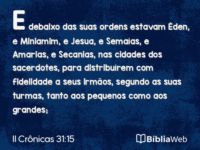 II Crônicas 31:15 em imagem para compartilhar