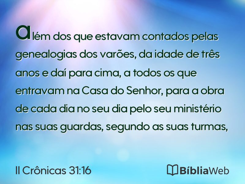 II Crônicas 31:16 em imagem para compartilhar