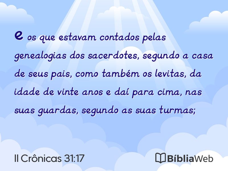II Crônicas 31:17 em imagem para compartilhar