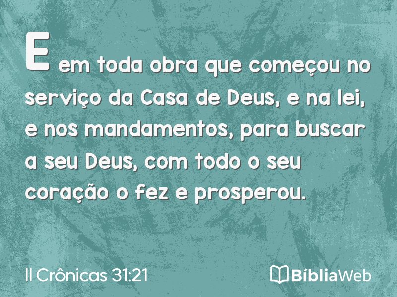 II Crônicas 31:21 em imagem para compartilhar