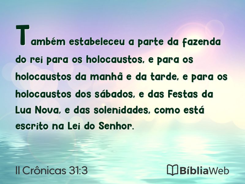 II Crônicas 31:3 em imagem para compartilhar