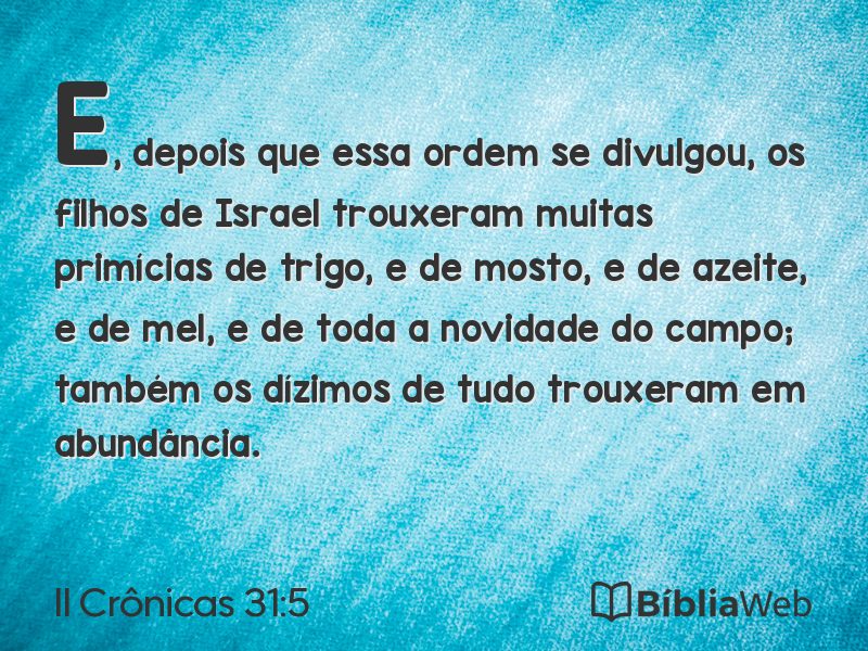 II Crônicas 31:5 em imagem para compartilhar