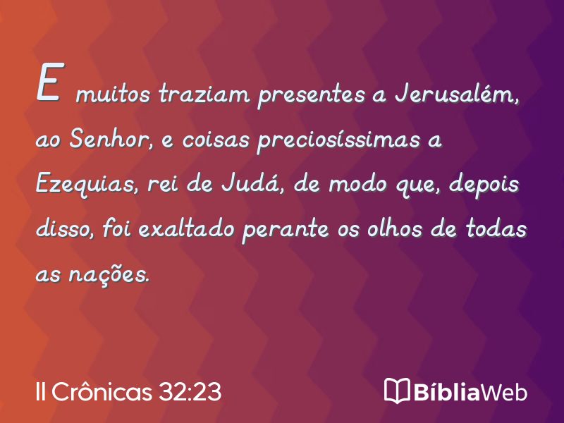 II Crônicas 32:23 em imagem para compartilhar