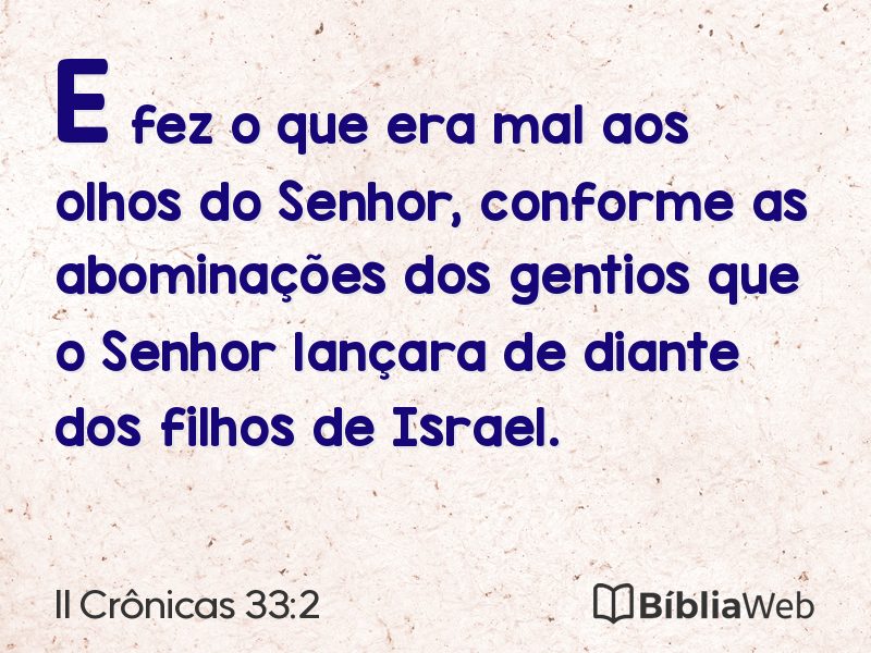 II Crônicas 33:2 em imagem para compartilhar