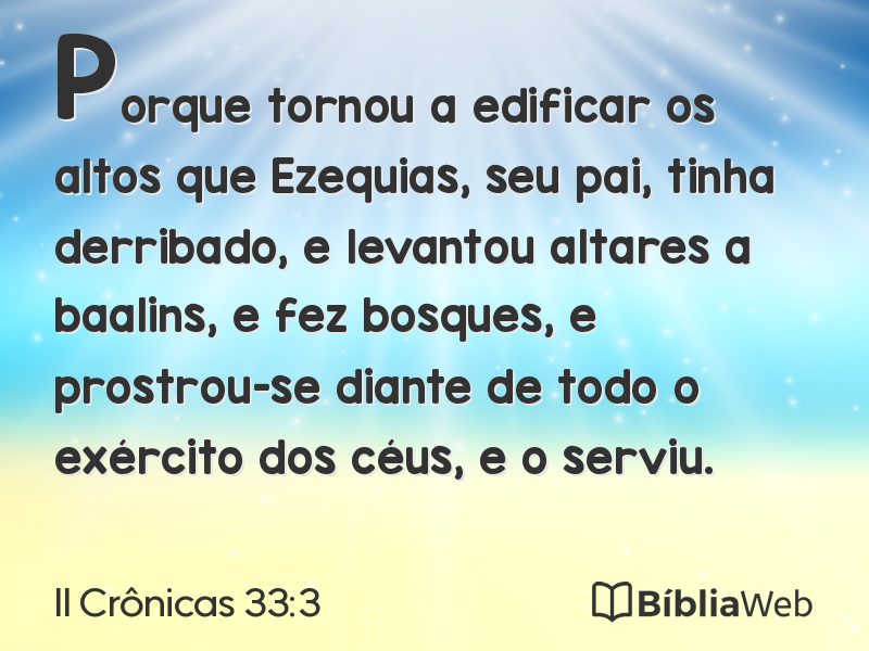 II Crônicas 33:3 em imagem para compartilhar