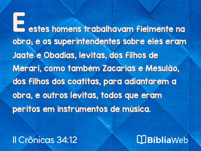 II Crônicas 34:12 em imagem para compartilhar