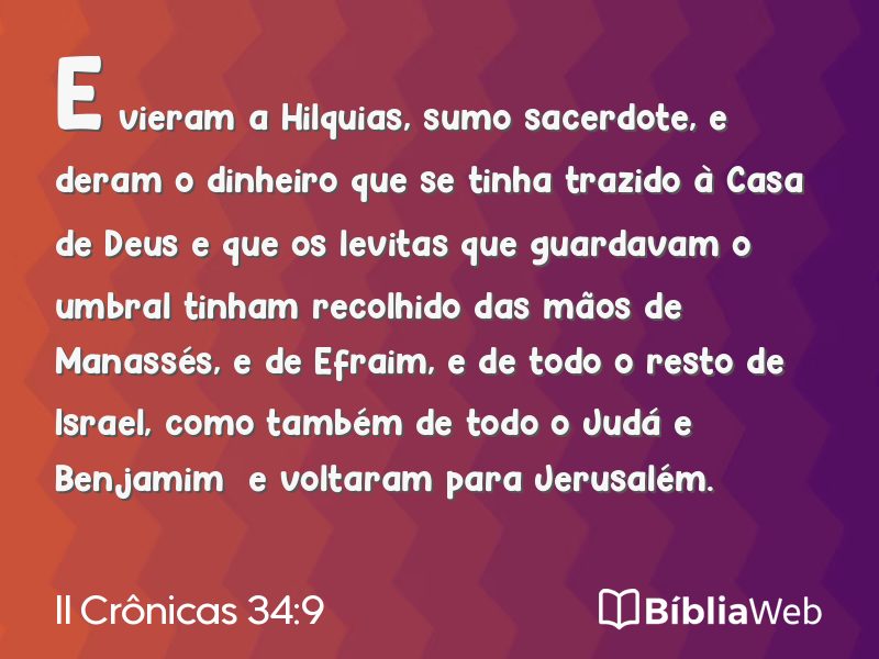 II Crônicas 34:9 em imagem para compartilhar