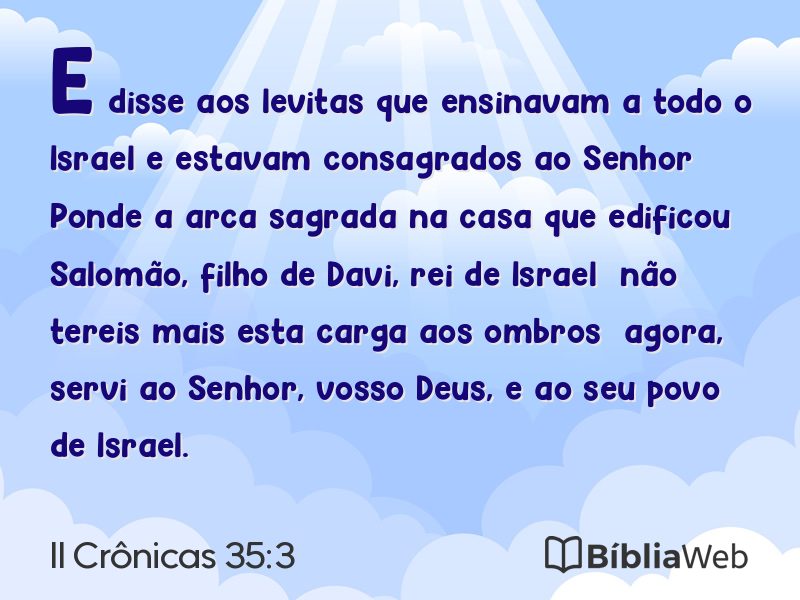 II Crônicas 35:3 em imagem para compartilhar