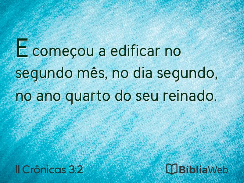 II Crônicas 3:2 em imagem para compartilhar