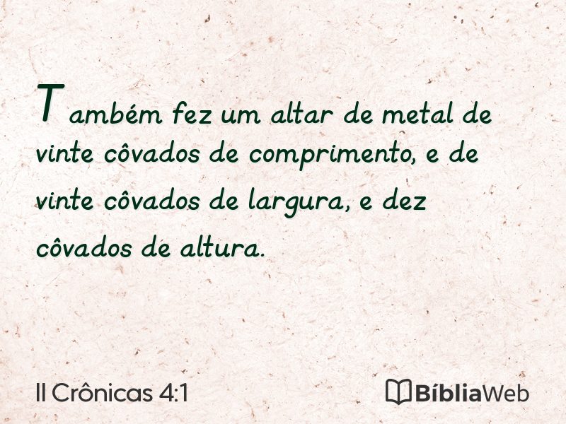 II Crônicas 4:1 em imagem para compartilhar