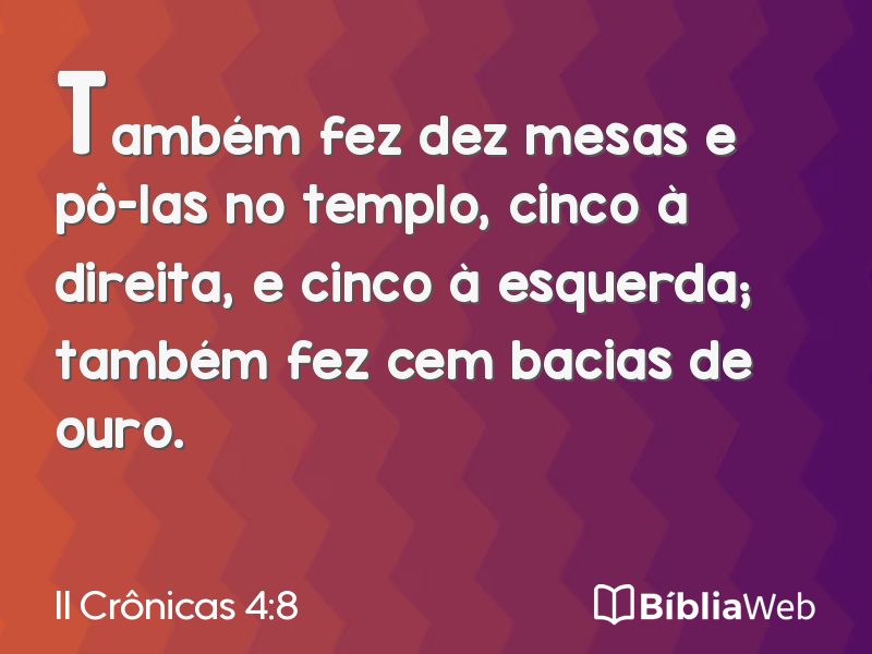 II Crônicas 4:8 em imagem para compartilhar