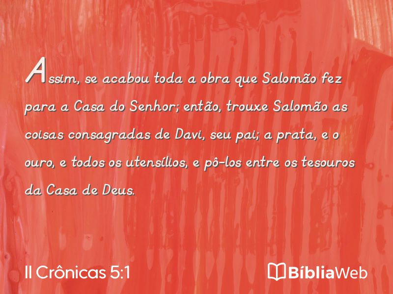II Crônicas 5:1 em imagem para compartilhar