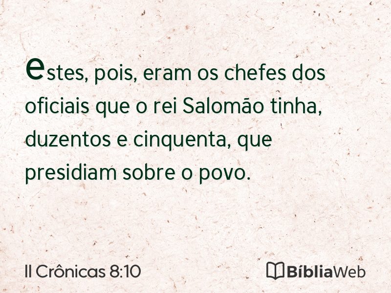 II Crônicas 8:10 em imagem para compartilhar