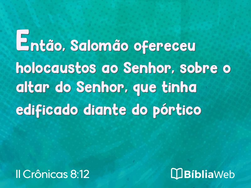 II Crônicas 8:12 em imagem para compartilhar
