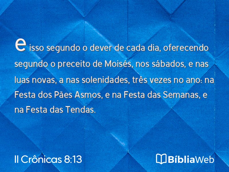 II Crônicas 8:13 em imagem para compartilhar