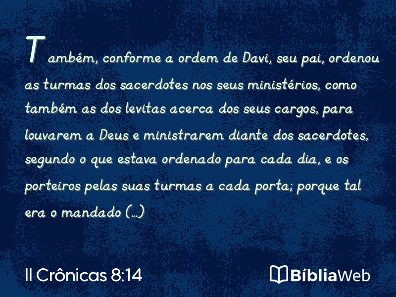 II Crônicas 8:14 em imagem para compartilhar