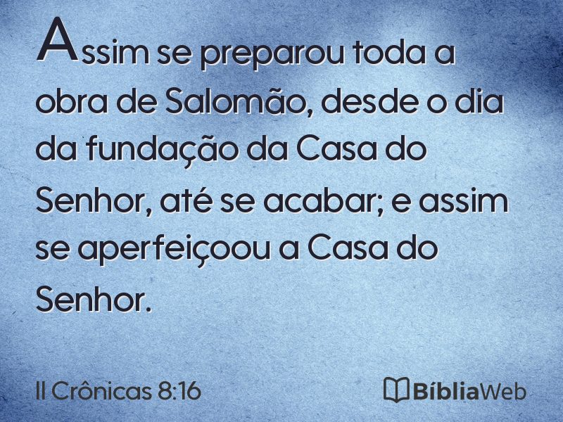 II Crônicas 8:16 em imagem para compartilhar