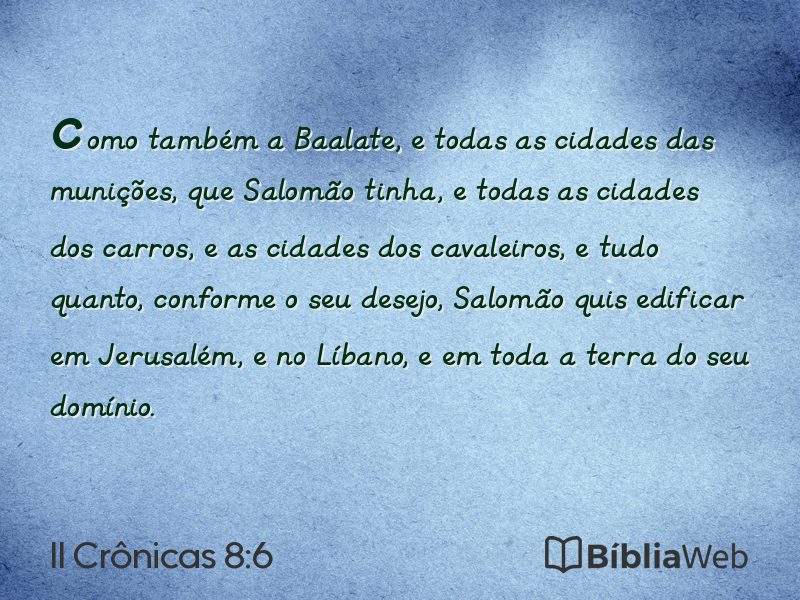 II Crônicas 8:6 em imagem para compartilhar