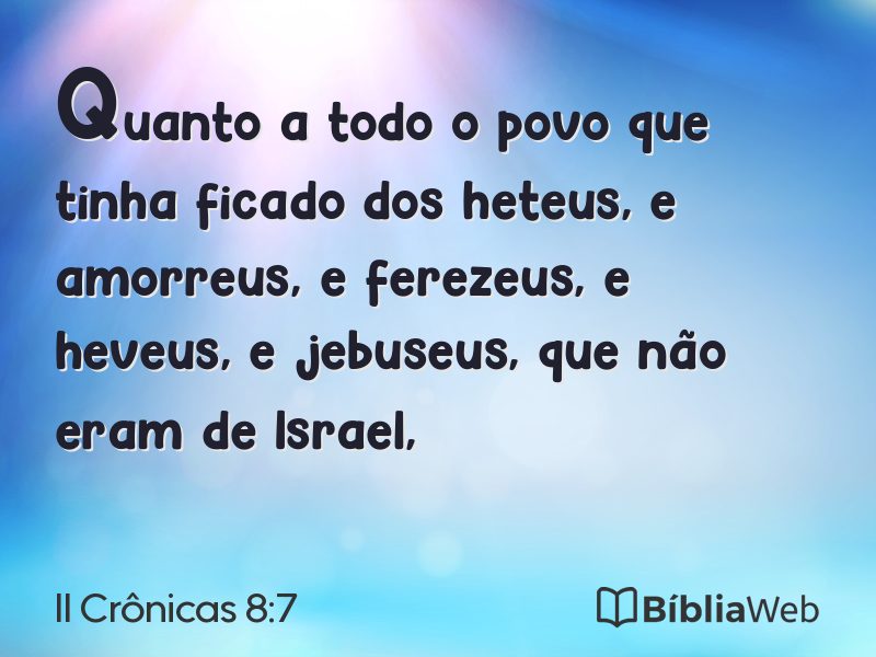 II Crônicas 8:7 em imagem para compartilhar