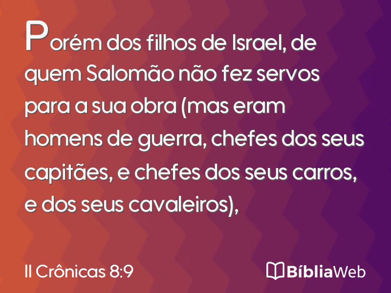 II Crônicas 8:9 em imagem para compartilhar