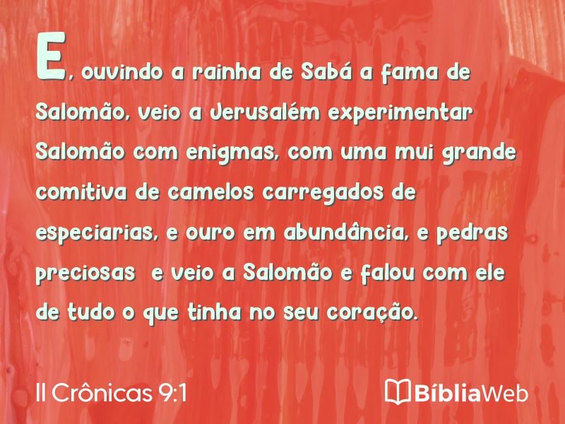 II Crônicas 9:1 em imagem para compartilhar