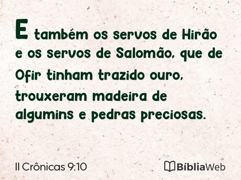 II Crônicas 9:10 em imagem para compartilhar