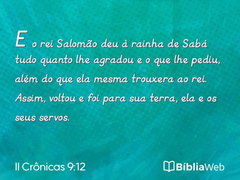 II Crônicas 9:12 em imagem para compartilhar