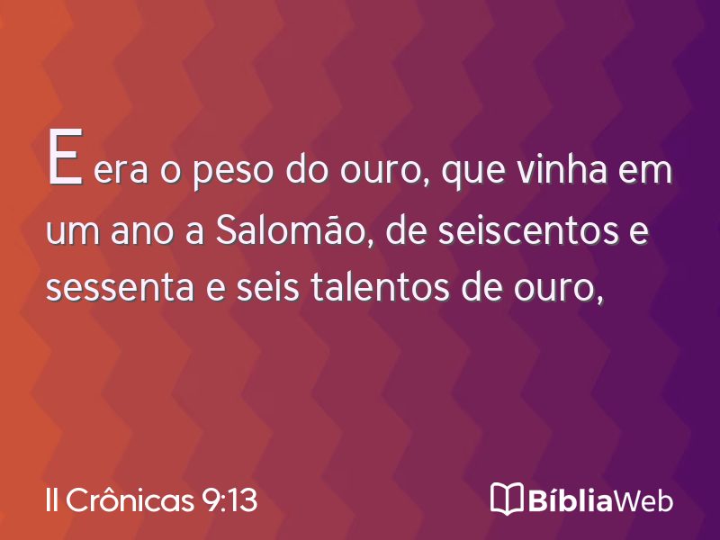 II Crônicas 9:13 em imagem para compartilhar