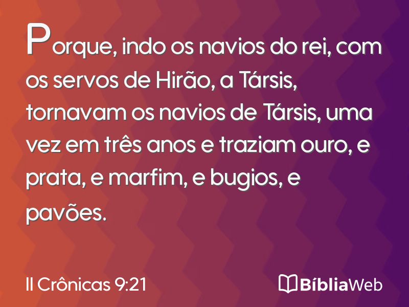 II Crônicas 9:21 em imagem para compartilhar
