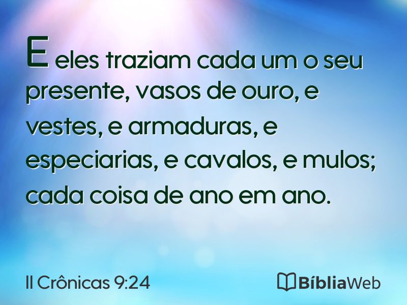 II Crônicas 9:24 em imagem para compartilhar