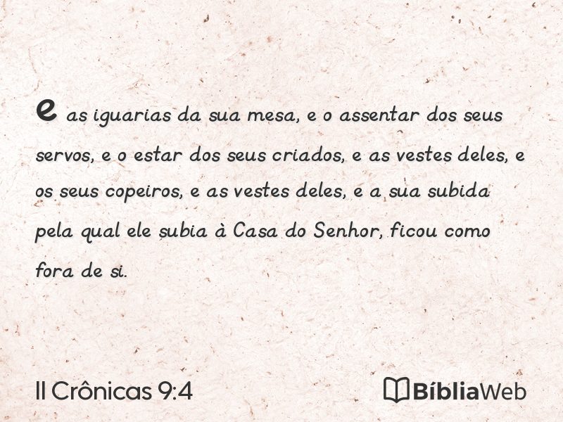 II Crônicas 9:4 em imagem para compartilhar