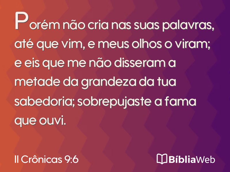 II Crônicas 9:6 em imagem para compartilhar