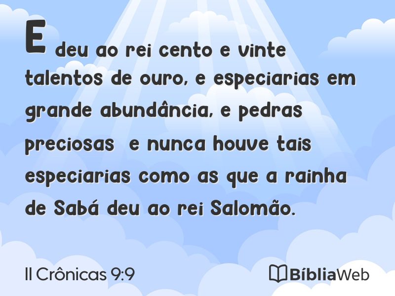 II Crônicas 9:9 em imagem para compartilhar