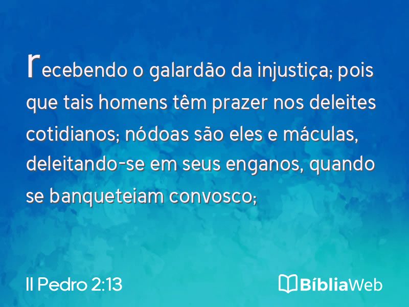 II Pedro 2:13 em imagem para compartilhar