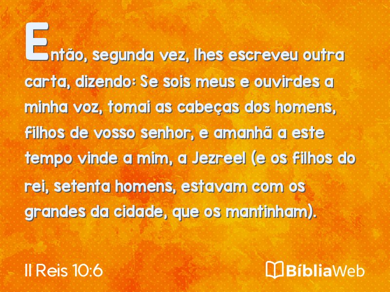 II Reis 10:6 em imagem para compartilhar