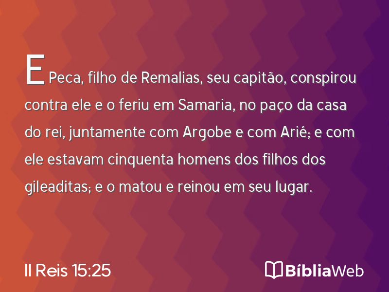 II Reis 15:25 em imagem para compartilhar