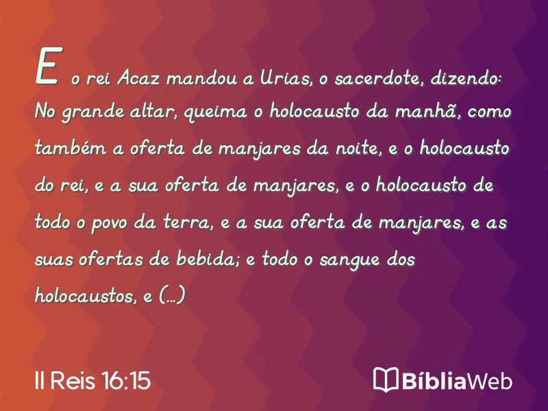 II Reis 16:15 em imagem para compartilhar