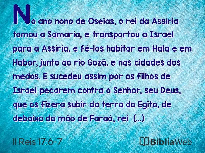 II Reis 17:6-7 em imagem para compartilhar