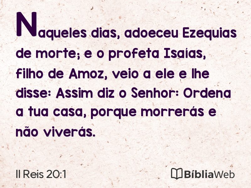 II Reis 20:1 em imagem para compartilhar