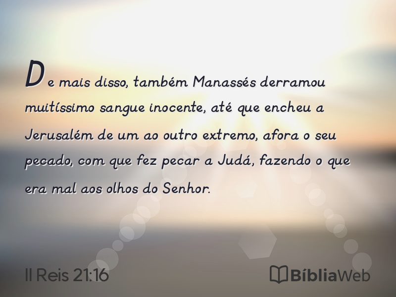 II Reis 21:16 em imagem para compartilhar