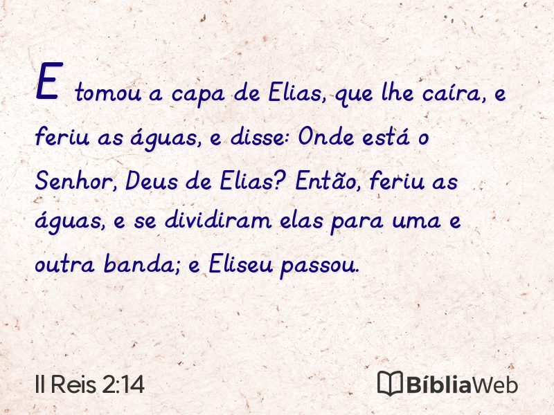 II Reis 2:14 em imagem para compartilhar